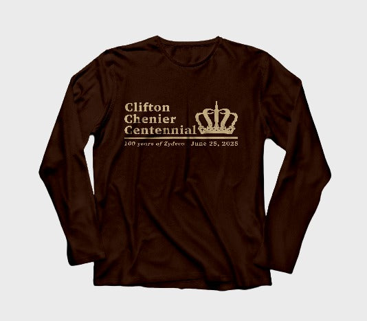 Clifton Chenier Centennial - Long Sleeve Chocolate Shirt